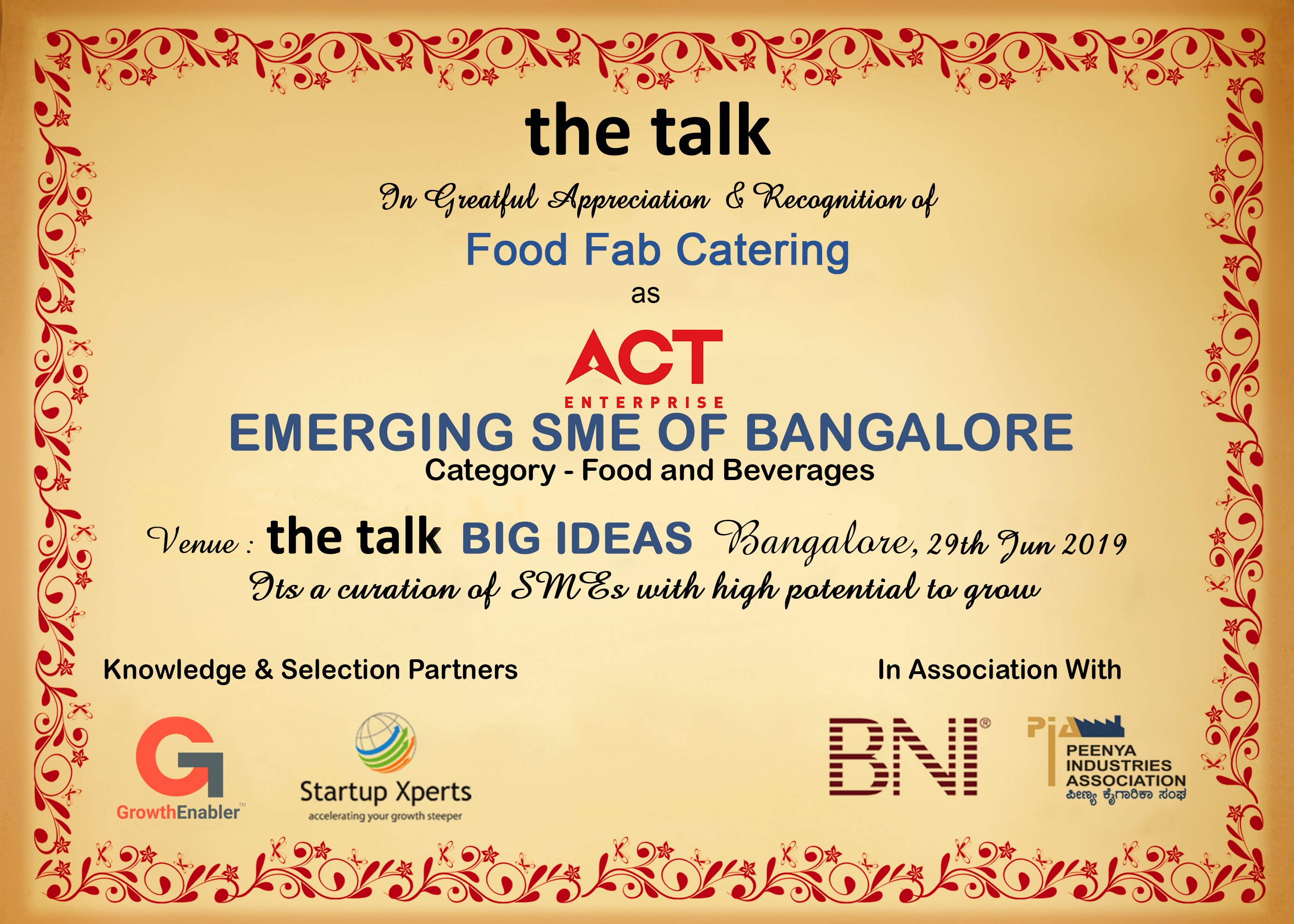 the talk - Big Ideas To Scale SME's And Startups The Westin, Hyderabad - 06th March 2019